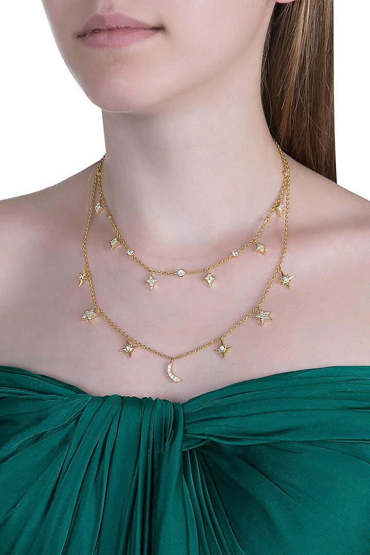 Gold Plated Cubic Zirconia Chain Necklace by Anaqa at Pernia's Pop Up Shop