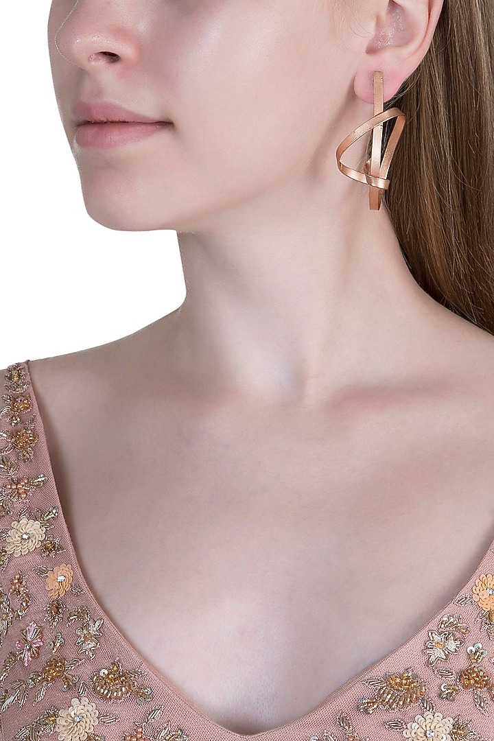 Rose Gold Plated Earrings by Anaqa at Pernia's Pop Up Shop
