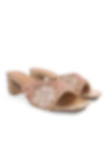 Gold Milano Satin Cutdana Work Heels by Anaar at Pernia's Pop Up Shop