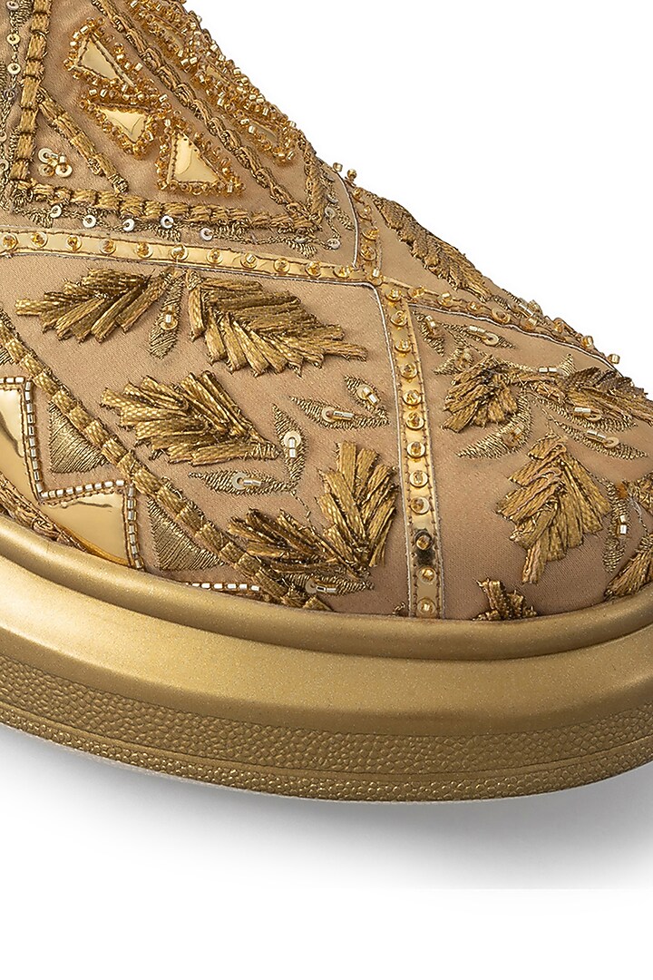 Gold Organza & Dutch Satin Embroidered Shoes by Anaar at Pernia's Pop Up Shop