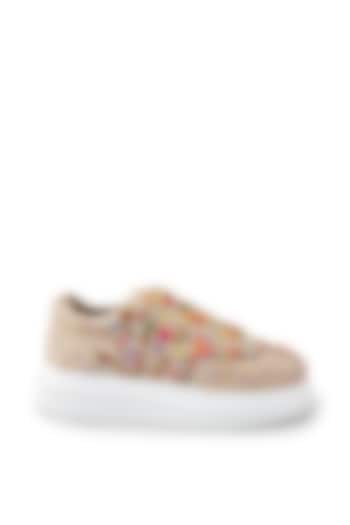Multi-Colored Organza & Dutch Satin Embroidered Shoes by Anaar