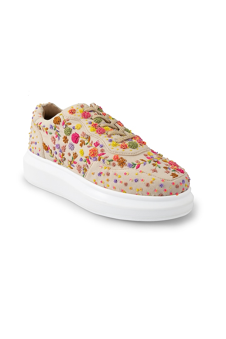Multi-Colored Organza & Dutch Satin Embroidered Shoes by Anaar at Pernia's Pop Up Shop