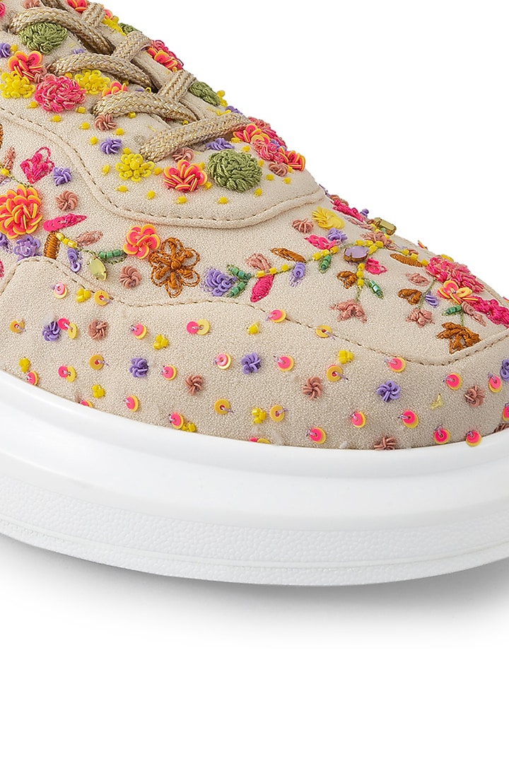 Multi-Colored Organza & Dutch Satin Embroidered Shoes by Anaar at Pernia's Pop Up Shop