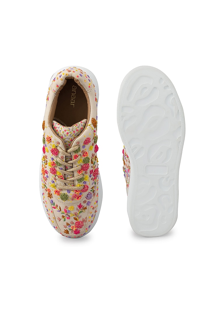 Multi-Colored Organza & Dutch Satin Embroidered Shoes by Anaar at Pernia's Pop Up Shop