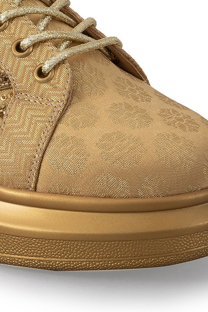 Gold Organza & Dutch Satin Embroidered Shoes by Anaar at Pernia's Pop Up Shop