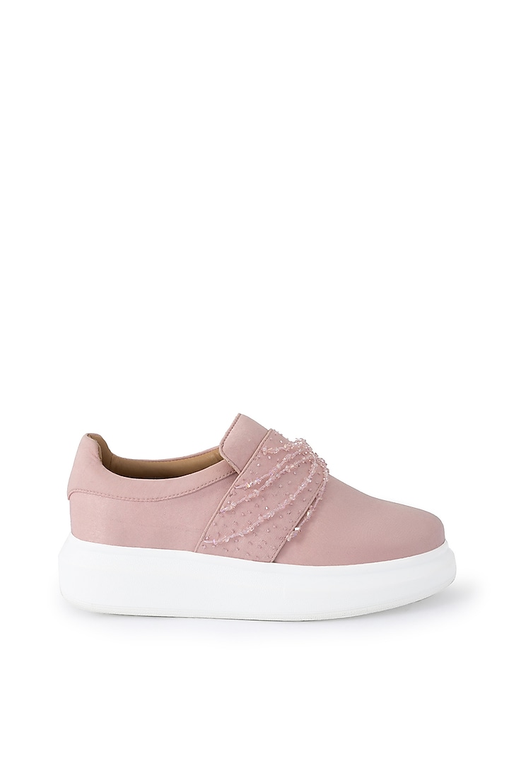 Pink Organza & Dutch Satin Embellished Shoes by Anaar at Pernia's Pop Up Shop