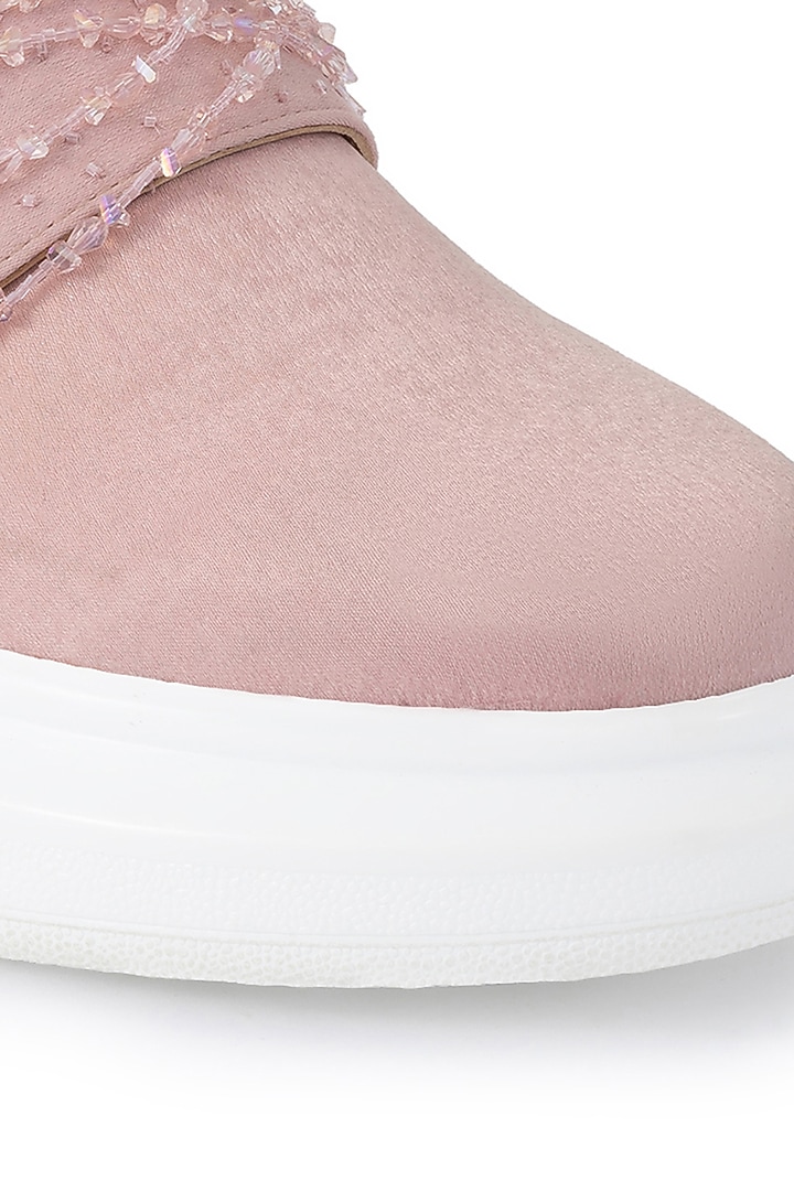 Pink Organza & Dutch Satin Embellished Shoes by Anaar at Pernia's Pop Up Shop