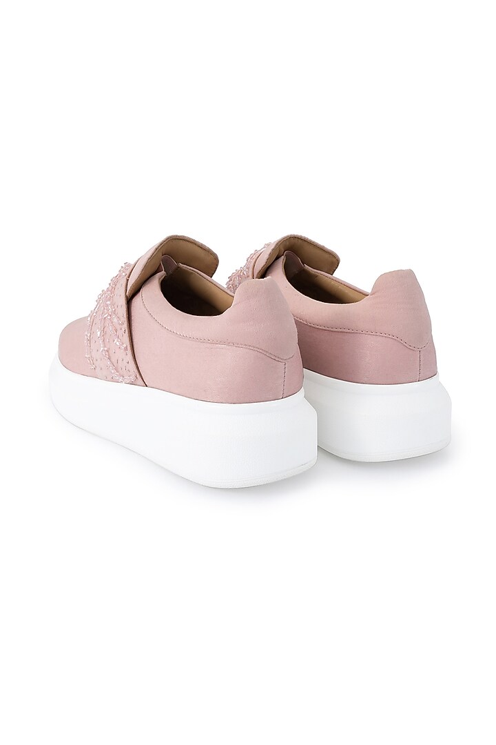 Pink Organza & Dutch Satin Embellished Shoes by Anaar at Pernia's Pop Up Shop