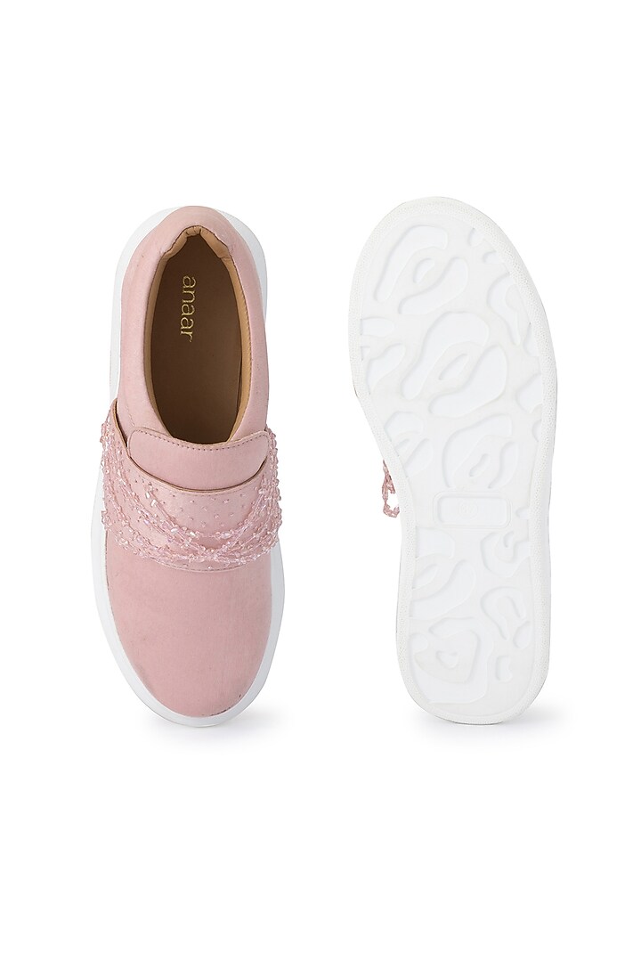 Pink Organza & Dutch Satin Embellished Shoes by Anaar at Pernia's Pop Up Shop