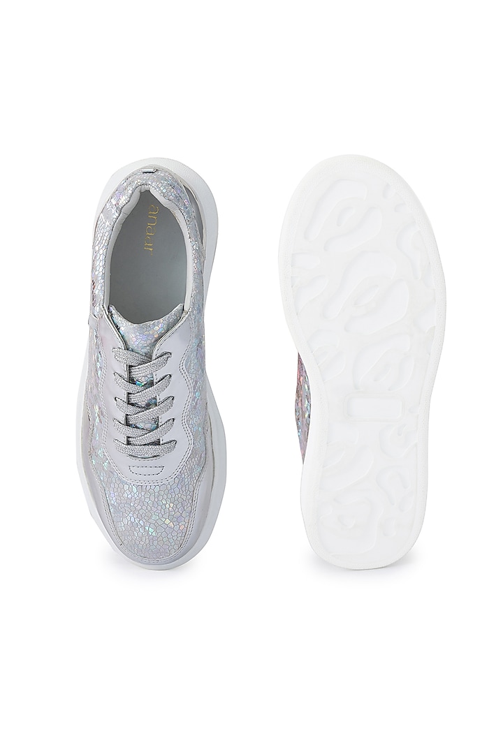 Silver Organza & Dutch Satin Shoes by Anaar at Pernia's Pop Up Shop