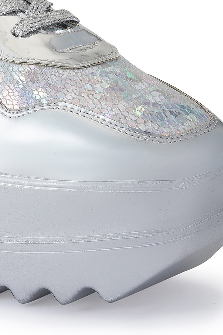 Silver Satin Shoes by Anaar at Pernia's Pop Up Shop