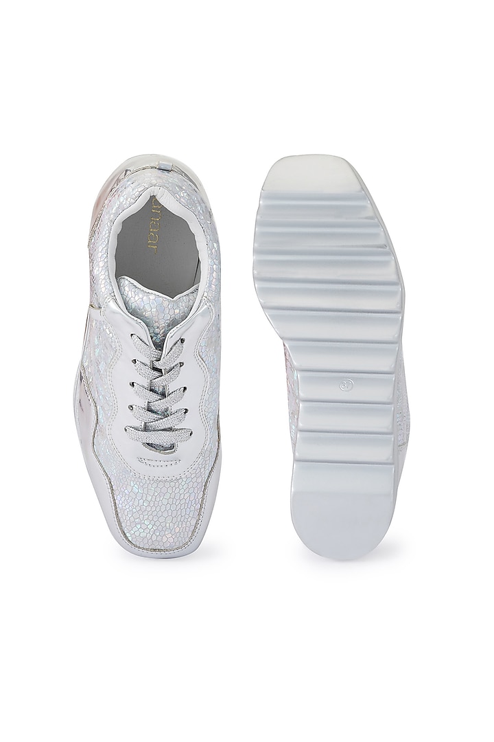 Silver Satin Shoes by Anaar at Pernia's Pop Up Shop