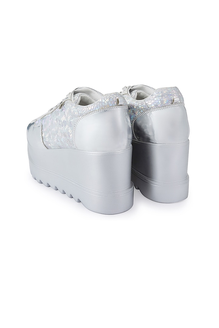 Silver Satin Shoes by Anaar at Pernia's Pop Up Shop