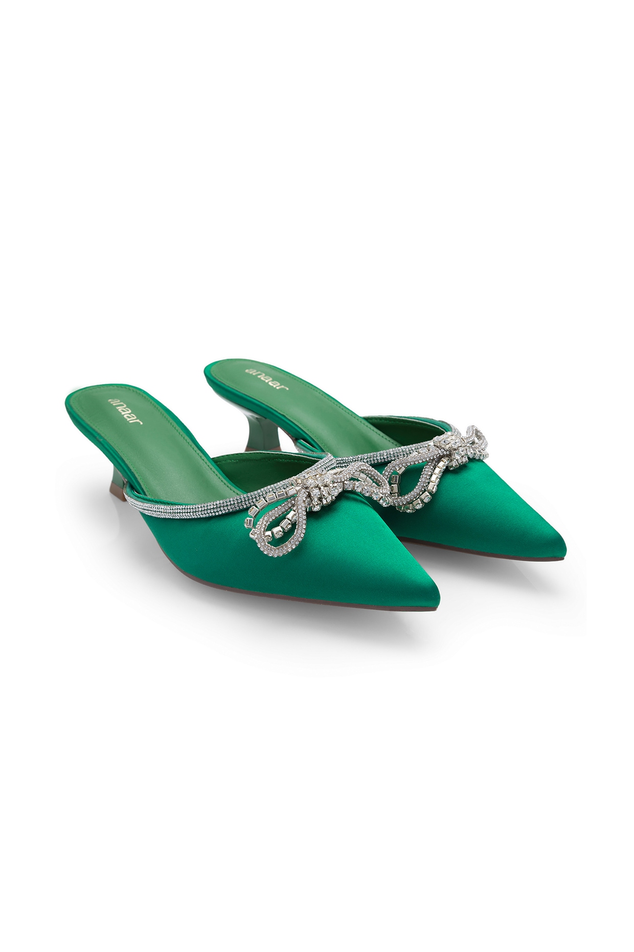 Dark green satin outlet shoes