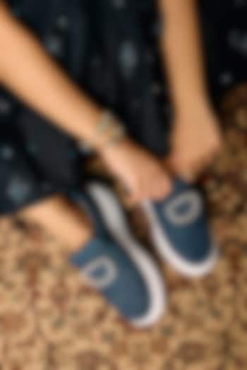 Navy Denim Sneakers by Anaar at Pernia's Pop Up Shop