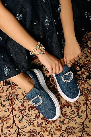 Navy Denim Sneakers by Anaar