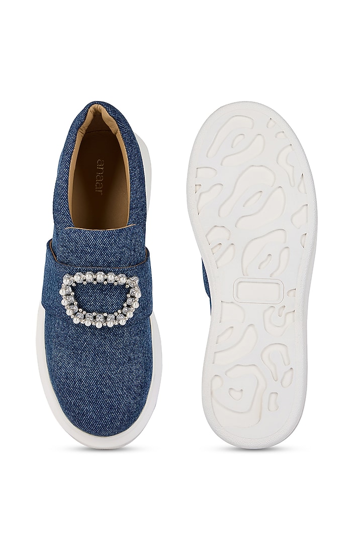 Navy Denim Sneakers by Anaar at Pernia's Pop Up Shop