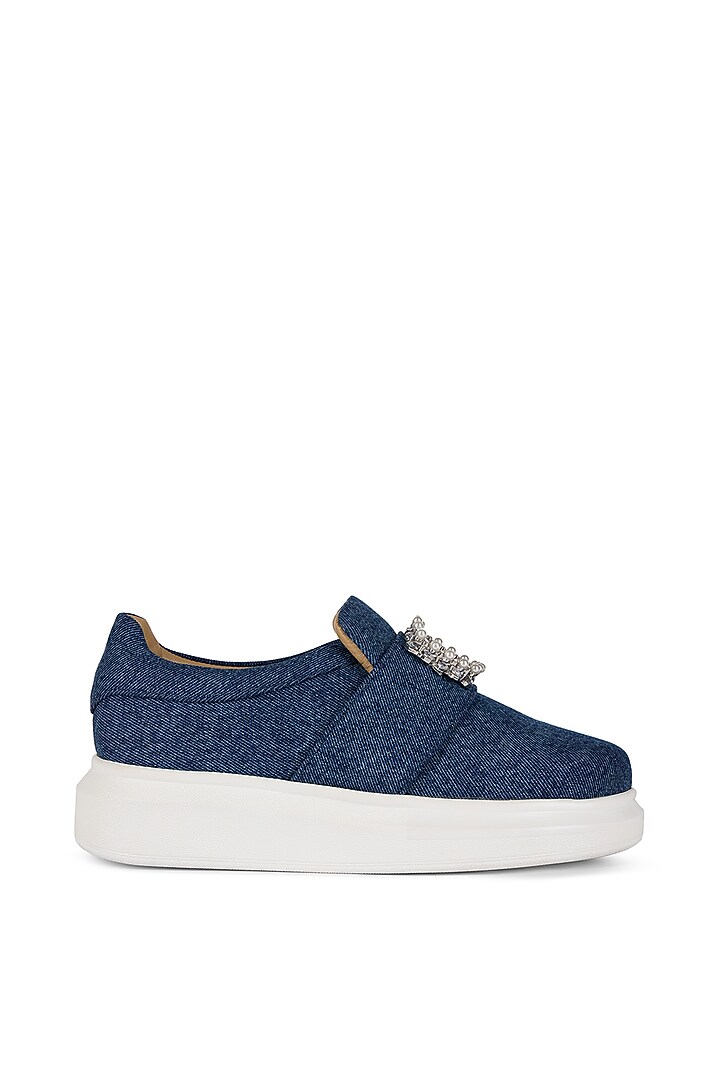 Navy Denim Sneakers by Anaar at Pernia's Pop Up Shop