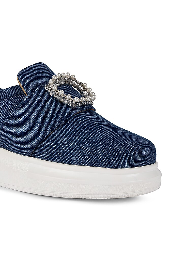 Navy Denim Sneakers by Anaar at Pernia's Pop Up Shop