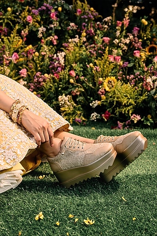 Gold Lace Sneakers by Anaar