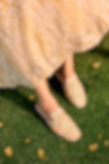 Multi-Colored Raw Silk Cutdana Embroidered Mules by Anaar at Pernia's Pop Up Shop