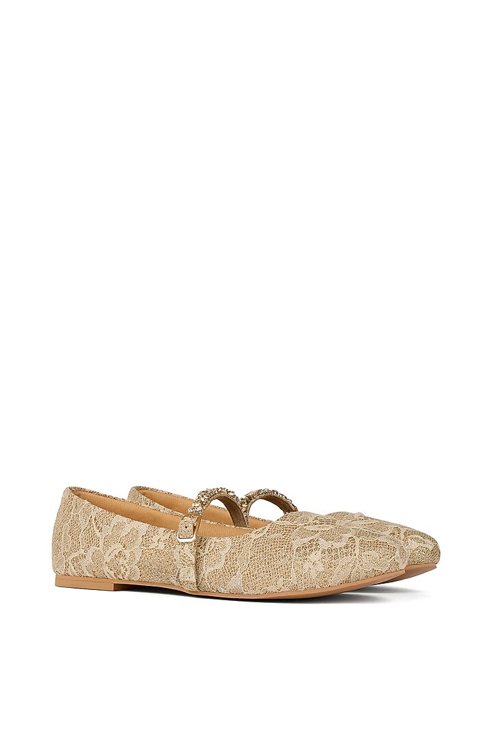 Gold Lace Ballerina Flats by Anaar at Pernia's Pop Up Shop