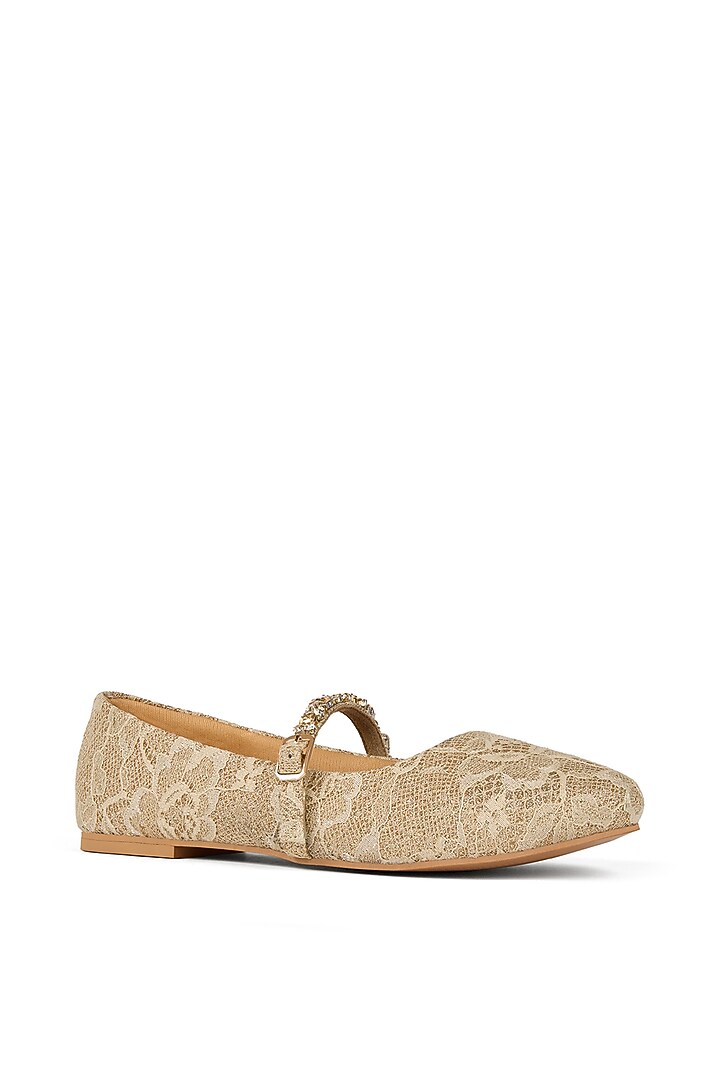 Gold Lace Ballerina Flats by Anaar at Pernia's Pop Up Shop