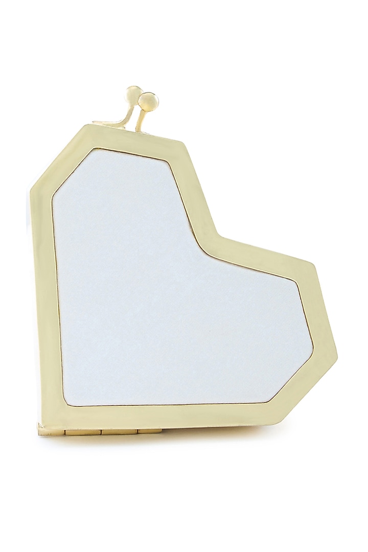 Ivory Metallic Floral Embellished Heart Clutch by Anaar at Pernia's Pop Up Shop