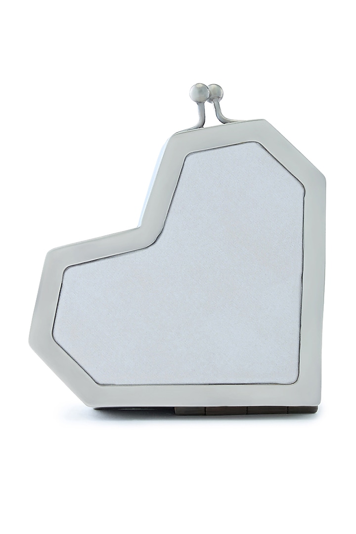 Ivory Metallic Floral Embellished Heart Clutch by Anaar at Pernia's Pop Up Shop