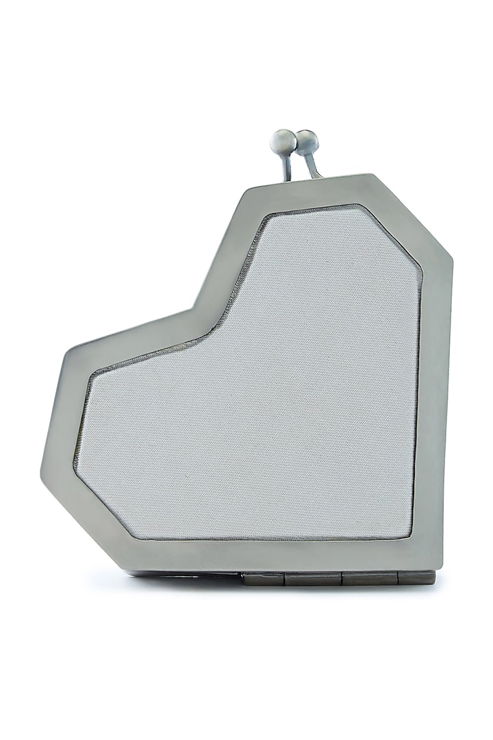 Silver Metallic Stud Embellished Heart Clutch by Anaar at Pernia's Pop Up Shop