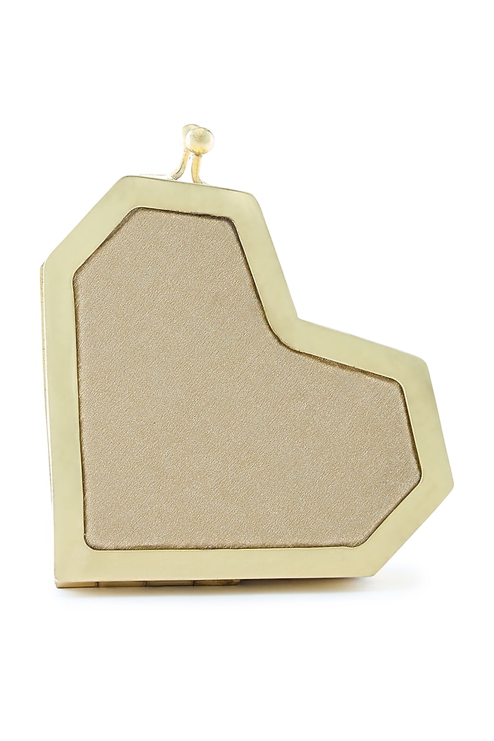 Gold Metallic Crystal & Sequins Embellished Heart Clutch by Anaar at Pernia's Pop Up Shop
