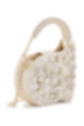 Ivory Metallic Pearl & Bead Embellished Clutch by Anaar at Pernia's Pop Up Shop