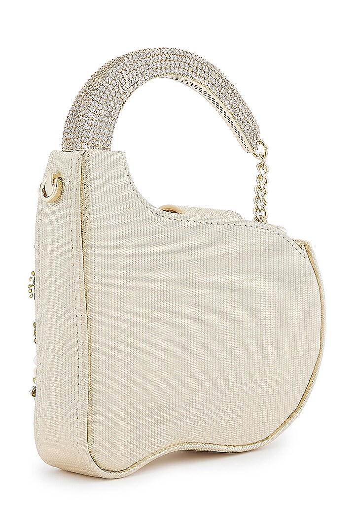 Ivory Metallic Pearl & Bead Embellished Clutch by Anaar at Pernia's Pop Up Shop