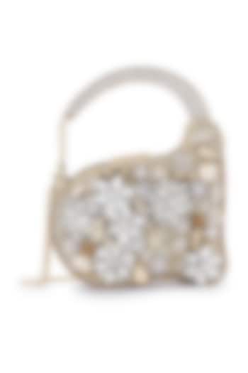 Gold Floral Stone Embellished Clutch by Anaar at Pernia's Pop Up Shop