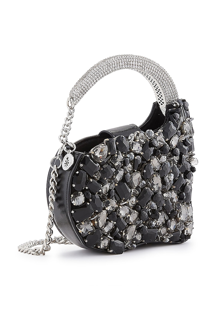 Black & White Swarovski Stone Embellished Clutch by Anaar at Pernia's Pop Up Shop