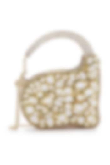 Gold Pearl & Stone Embellished Clutch by Anaar at Pernia's Pop Up Shop
