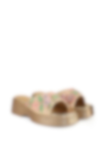 Multi-Colored Satin Silk Thread Embellished Sandals by Anaar at Pernia's Pop Up Shop