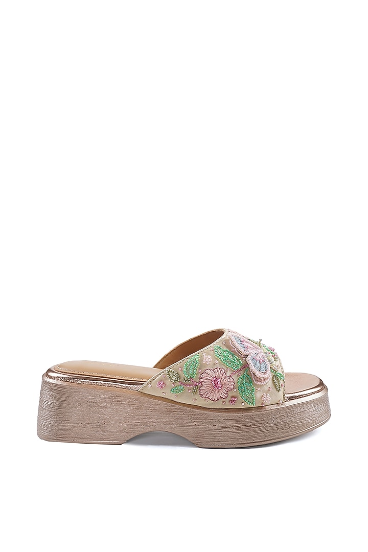 Multi-Colored Satin Silk Thread Embellished Sandals by Anaar at Pernia's Pop Up Shop