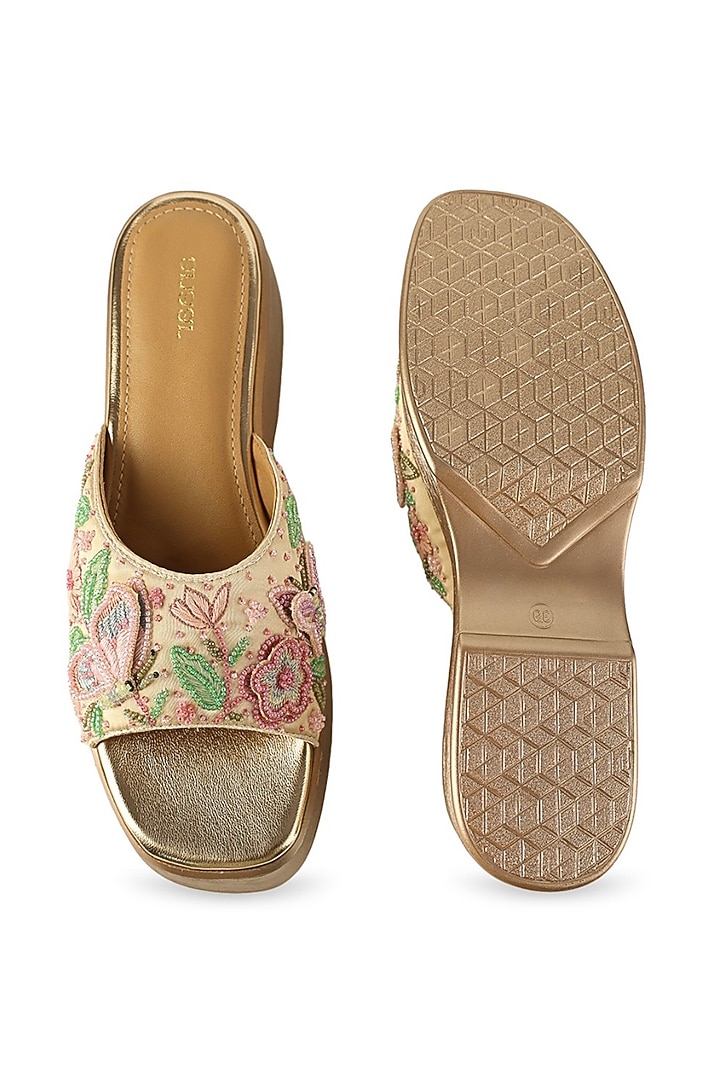 Multi-Colored Satin Silk Thread Embellished Sandals by Anaar at Pernia's Pop Up Shop