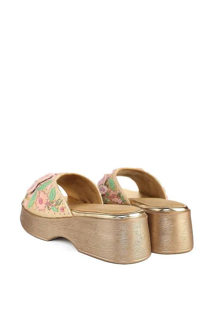 Multi-Colored Satin Silk Thread Embellished Sandals by Anaar at Pernia's Pop Up Shop