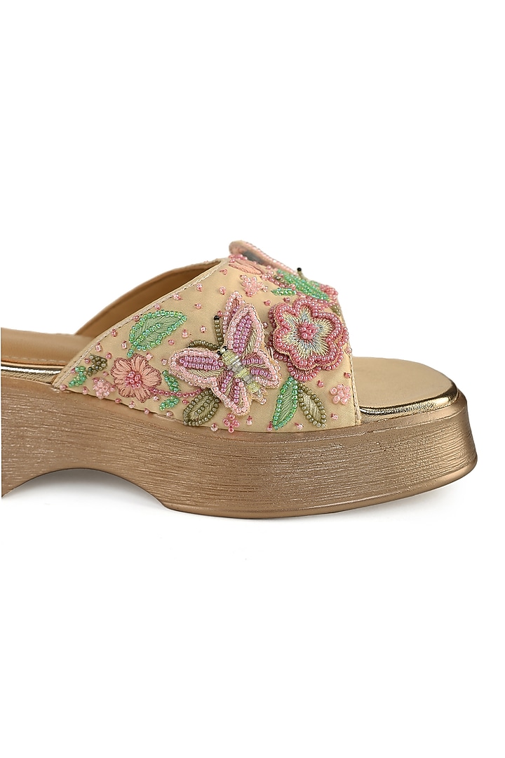 Multi-Colored Satin Silk Thread Embellished Sandals by Anaar at Pernia's Pop Up Shop