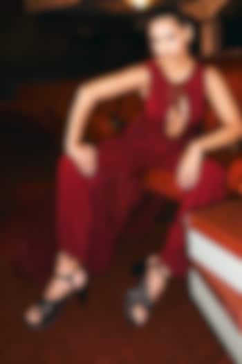 Black Satin Sequins Hand Embellished Platform Heels by Anaar at Pernia's Pop Up Shop