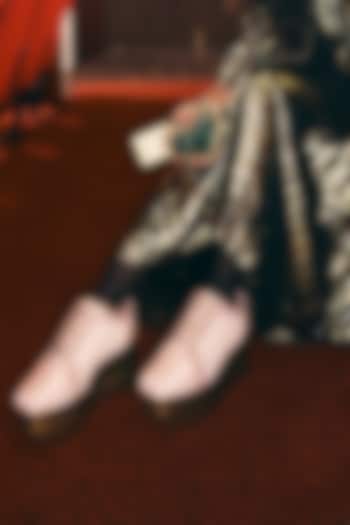 Off-White Brocade Cutdana & Thread Embroidered Sneakers by Anaar at Pernia's Pop Up Shop