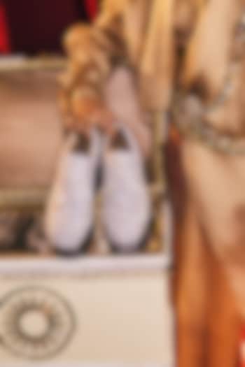 Silver Suede Textured Zardosi Embroidered Sneakers by Anaar at Pernia's Pop Up Shop