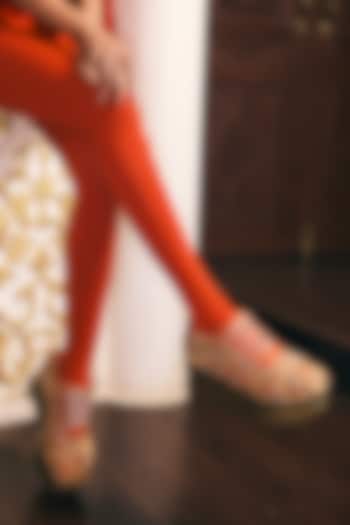 Rust Satin Zardosi Hand Embroidered Sneakers by Anaar at Pernia's Pop Up Shop