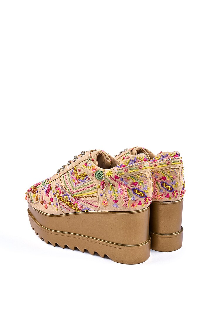 Multi-Colored Suede Textured Zardosi Embroidered Sneakers by Anaar at Pernia's Pop Up Shop