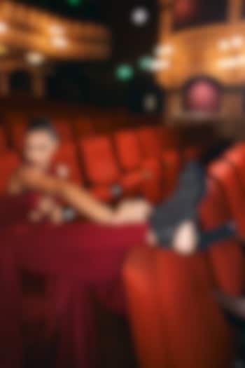 Black Satin Diamond Embroidered Boots by Anaar at Pernia's Pop Up Shop