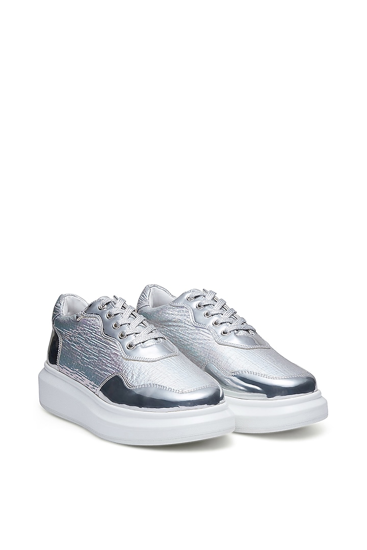 Silver PVC Sneakers by Anaar at Pernia's Pop Up Shop
