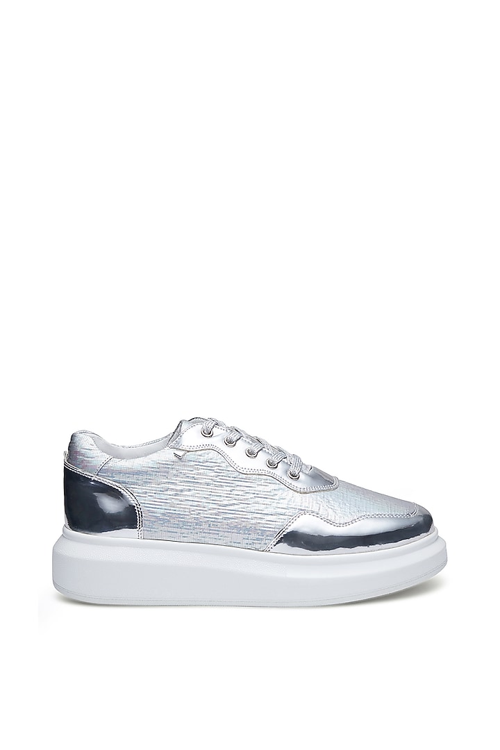Silver PVC Sneakers by Anaar at Pernia's Pop Up Shop