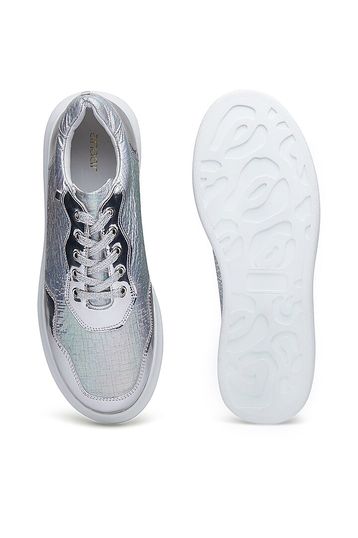 Silver PVC Sneakers by Anaar at Pernia's Pop Up Shop
